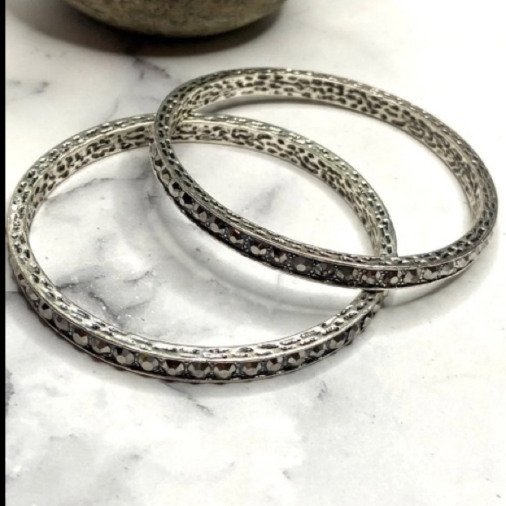 Two Bangle Set, Marcasite Look - Picture 3 of 6